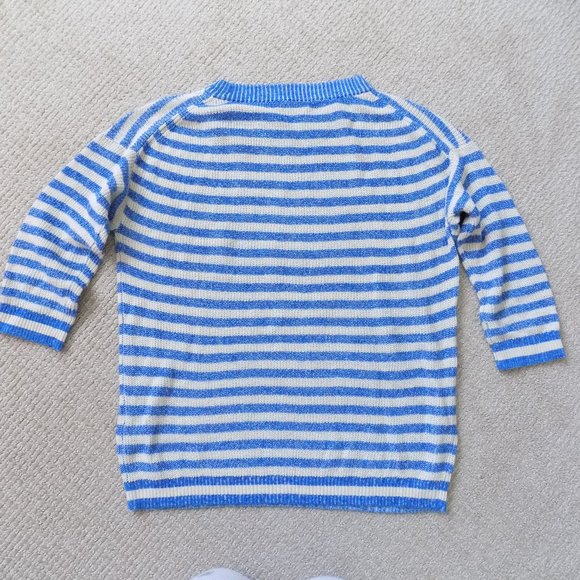 JCREW J. CREW BLUE CREAM 3/4 STRIPED SWEATER - Picture 3 of 3
